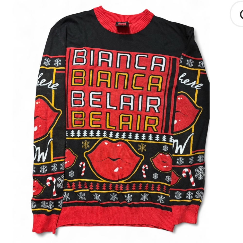 Black and Red Bianca Belair WWE Christmas Sweater size L